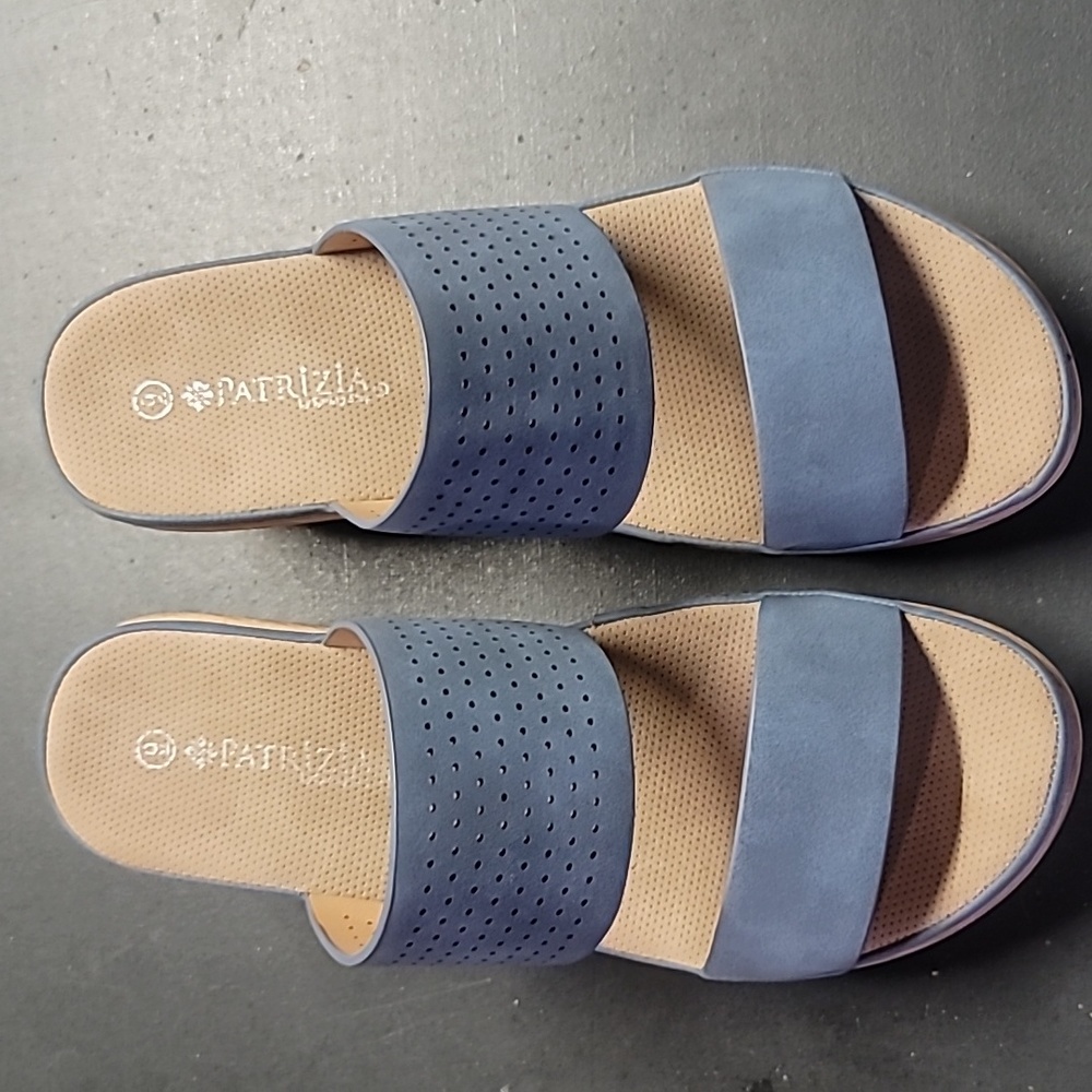 Patrizia by Spring Step Sandals Womens Sz 10 Slip On Wedge Slides Synthetic Blue